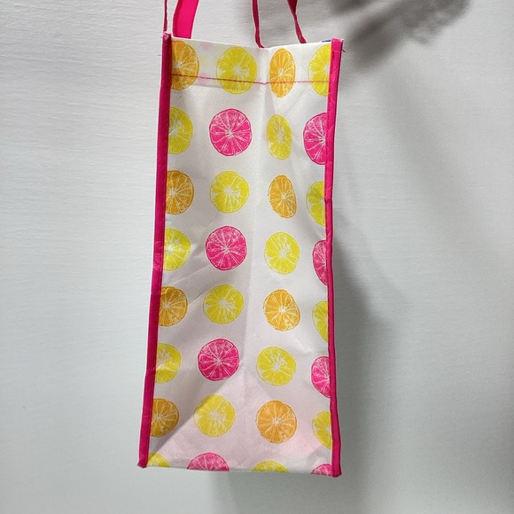 Lilly Pulitzer Shopping Tote Plastic Vinyl Washable Tote Bag Pink Grapefruit - Picture 5 of 11
